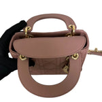 将图片加载到图库查看器，Christian Dior Lady Dior Mini  Beige-Pink/Fard Lambskin Cannage Gold-tone Hardware
