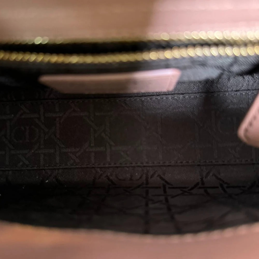 Christian Dior Lady Dior Mini  Beige-Pink/Fard Lambskin Cannage Gold-tone Hardware
