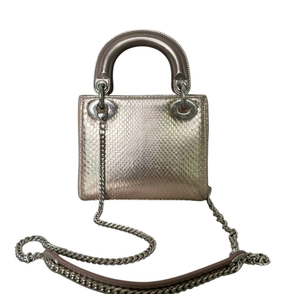 Lady Dior Python Silver Christian Dior Lady Dior Mini Metallic