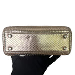 将图片加载到图库查看器，Christian Dior Lady Dior Mini Metallic Pink Python Silver-tone Hardware
