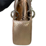 将图片加载到图库查看器，Christian Dior Lady Dior Mini Metallic Pink Python Silver-tone Hardware
