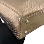 将图片加载到图库查看器，Christian Dior Lady Dior Mini Metallic Pink Python Silver-tone Hardware
