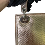 将图片加载到图库查看器，Christian Dior Lady Dior Mini Metallic Pink Python Silver-tone Hardware
