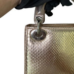 将图片加载到图库查看器，Christian Dior Lady Dior Mini Metallic Pink Python Silver-tone Hardware
