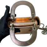 将图片加载到图库查看器，Christian Dior Lady Dior Mini Metallic Pink Python Silver-tone Hardware
