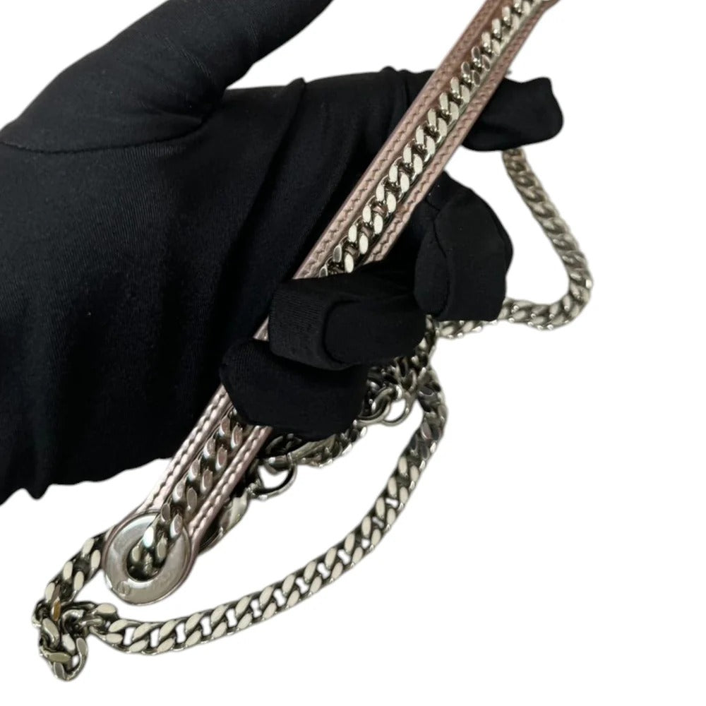 Christian Dior Lady Dior Mini Metallic Pink Python Silver-tone Hardware