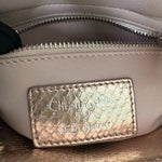 将图片加载到图库查看器，Christian Dior Lady Dior Mini Metallic Pink Python Silver-tone Hardware
