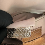 将图片加载到图库查看器，Christian Dior Lady Dior Mini Metallic Pink Python Silver-tone Hardware
