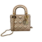 将图片加载到图库查看器，Christian Dior Lady Dior Mini Rose Gold Lambskin Gold-tone Hardware
