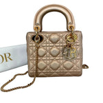将图片加载到图库查看器，Christian Dior Lady Dior Mini Rose Gold Lambskin Gold-tone Hardware
