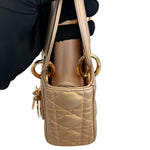 将图片加载到图库查看器，Christian Dior Lady Dior Mini Rose Gold Lambskin Gold-tone Hardware
