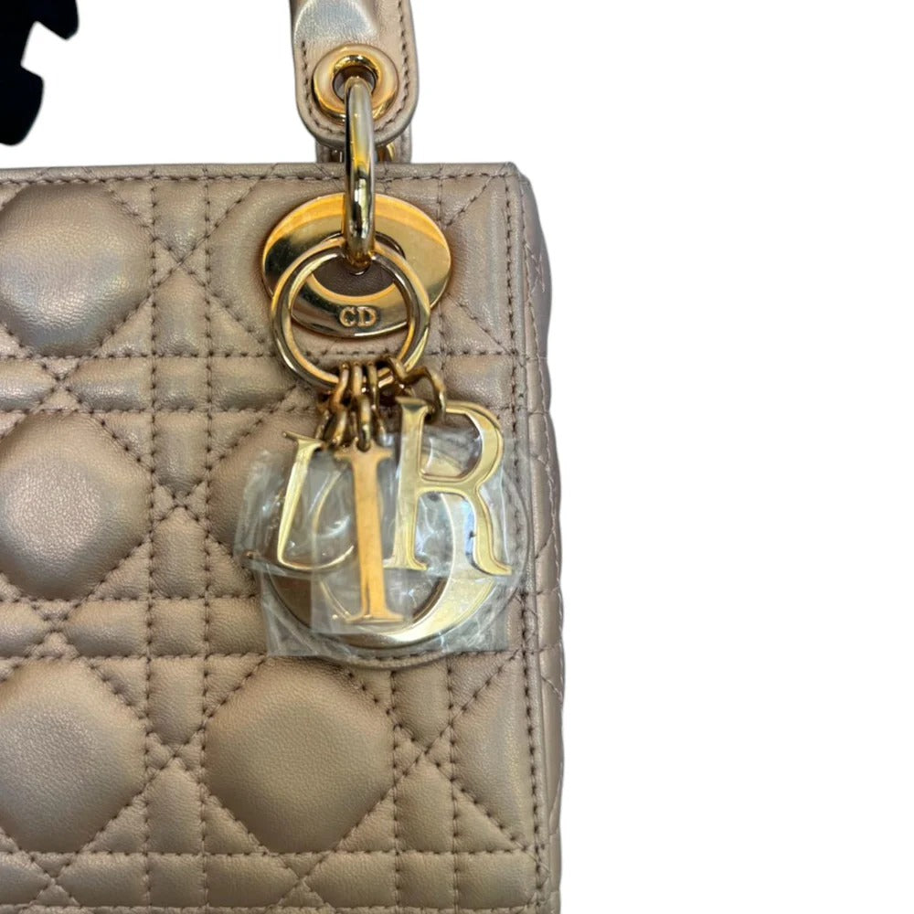 Christian Dior Lady Dior Mini Rose Gold Lambskin Gold-tone Hardware