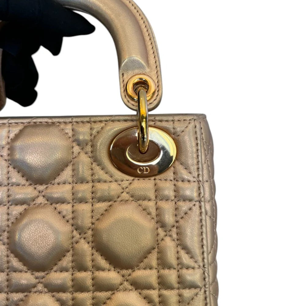 Christian Dior Lady Dior Mini Rose Gold Lambskin Gold-tone Hardware