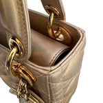 将图片加载到图库查看器，Christian Dior Lady Dior Mini Rose Gold Lambskin Gold-tone Hardware
