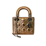 将图片加载到图库查看器，Christian Dior Lady Dior Mini – Metallic Copper Calfskin Cannage Dark Silver-tone Hardware
