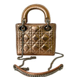 将图片加载到图库查看器，Christian Dior Lady Dior Mini – Metallic Copper Calfskin Cannage Dark Silver-tone Hardware
