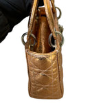 将图片加载到图库查看器，Christian Dior Lady Dior Mini – Metallic Copper Calfskin Cannage Dark Silver-tone Hardware
