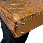 将图片加载到图库查看器，Christian Dior Lady Dior Mini – Metallic Copper Calfskin Cannage Dark Silver-tone Hardware
