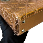 将图片加载到图库查看器，Christian Dior Lady Dior Mini – Metallic Copper Calfskin Cannage Dark Silver-tone Hardware
