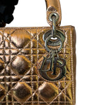 将图片加载到图库查看器，Christian Dior Lady Dior Mini – Metallic Copper Calfskin Cannage Dark Silver-tone Hardware
