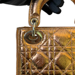 将图片加载到图库查看器，Christian Dior Lady Dior Mini – Metallic Copper Calfskin Cannage Dark Silver-tone Hardware
