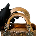 将图片加载到图库查看器，Christian Dior Lady Dior Mini – Metallic Copper Calfskin Cannage Dark Silver-tone Hardware
