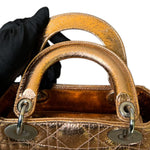 将图片加载到图库查看器，Christian Dior Lady Dior Mini – Metallic Copper Calfskin Cannage Dark Silver-tone Hardware
