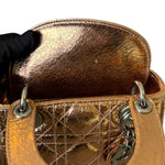 将图片加载到图库查看器，Christian Dior Lady Dior Mini – Metallic Copper Calfskin Cannage Dark Silver-tone Hardware
