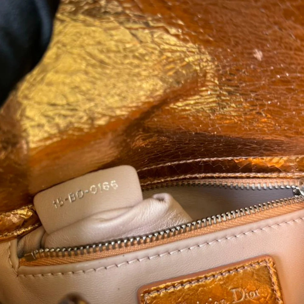 Christian Dior Lady Dior Mini – Metallic Copper Calfskin Cannage Dark Silver-tone Hardware