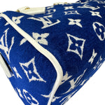 将图片加载到图库查看器，Blue fabric with white pattern, likely a brand logo, on a white background
