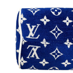 将图片加载到图库查看器，Blue blanket with white Louis Vuitton monogram pattern on a white background
