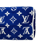 将图片加载到图库查看器，Blue blanket with white monogram pattern on a white background
