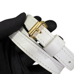 将图片加载到图库查看器，White leather belt with a gold buckle on a white background
