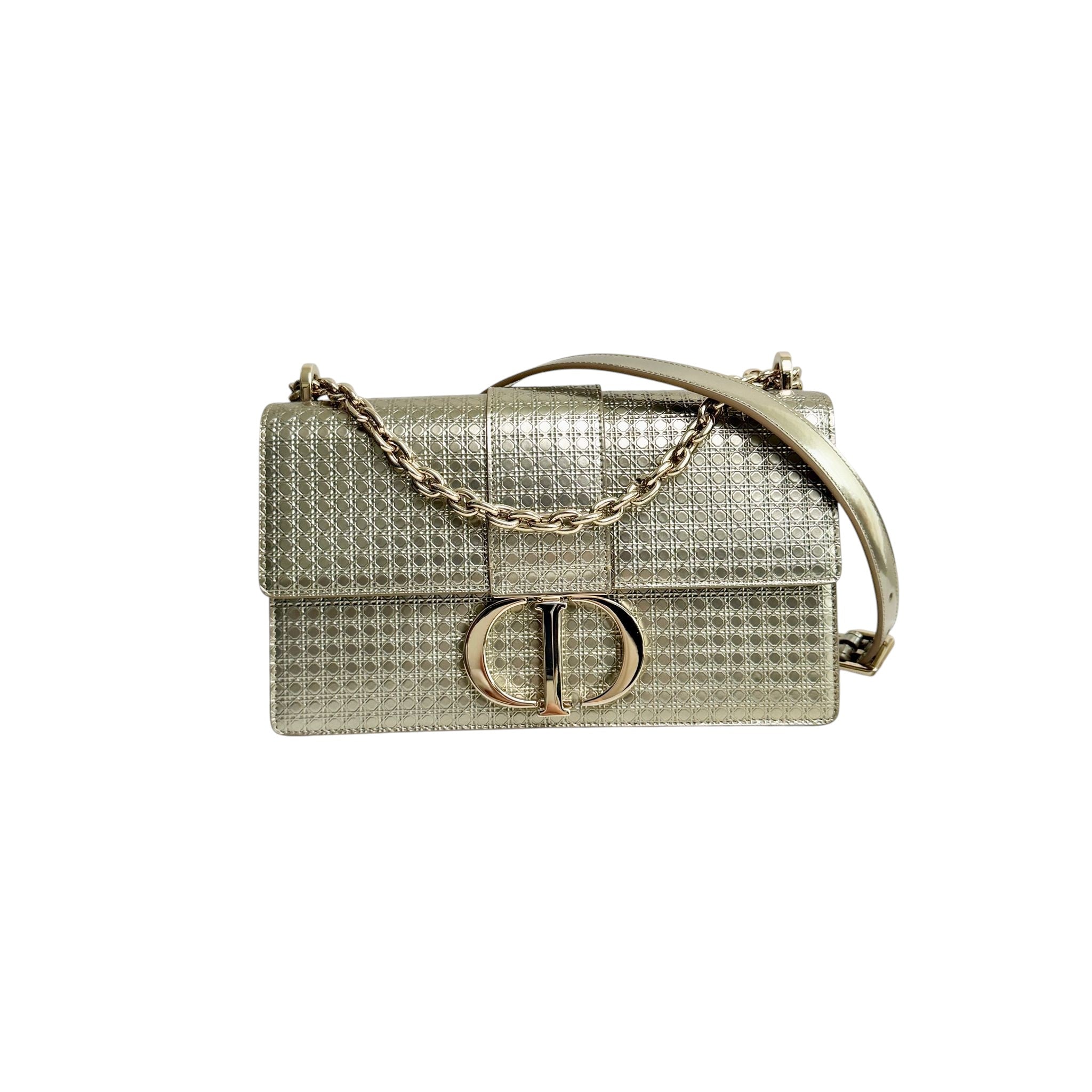 Christian Dior Montaigne 30 Chain – Champagne Gold Micro Cannage, Gold-tone Hardware