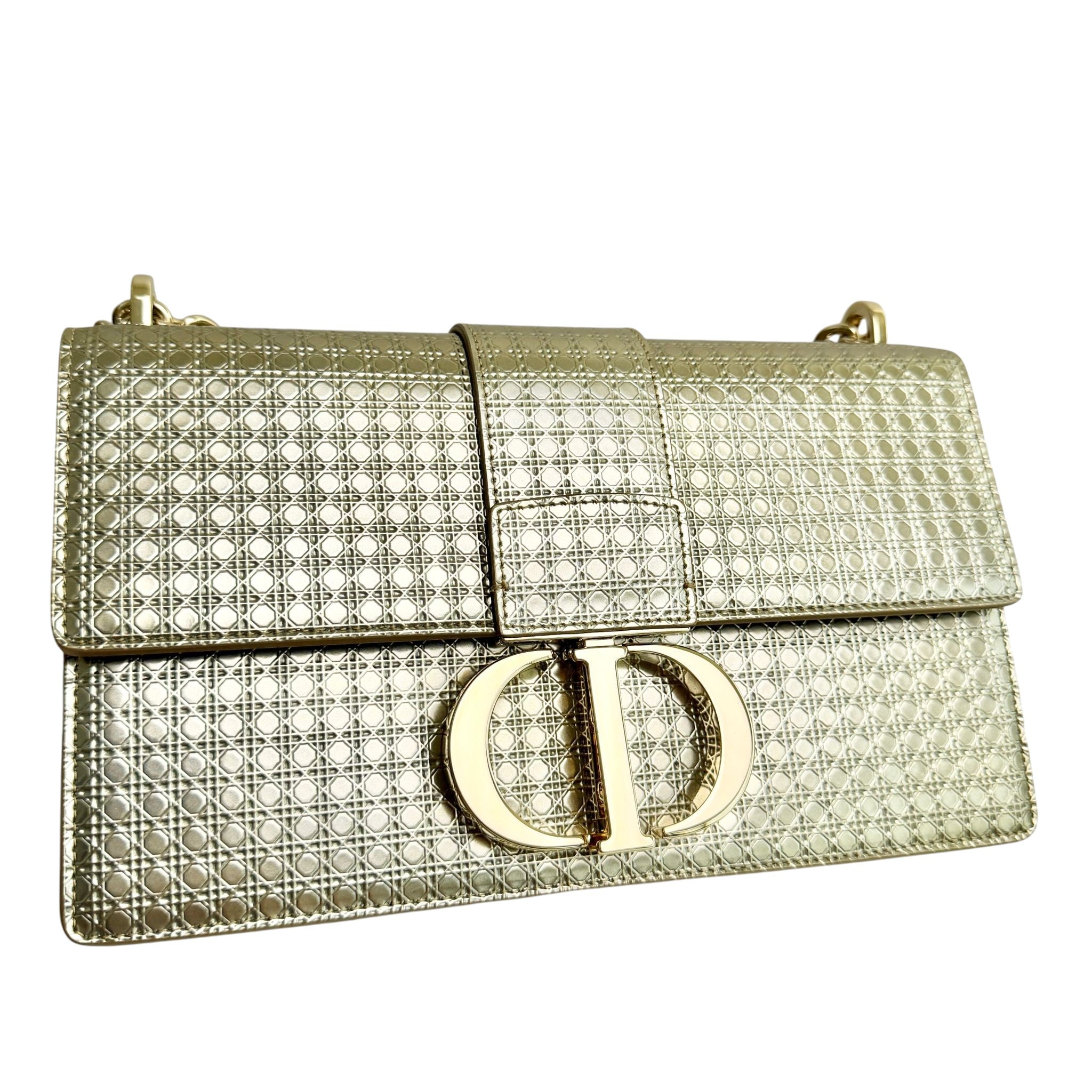 Christian Dior Montaigne 30 Chain – Champagne Gold Micro Cannage, Gold-tone Hardware