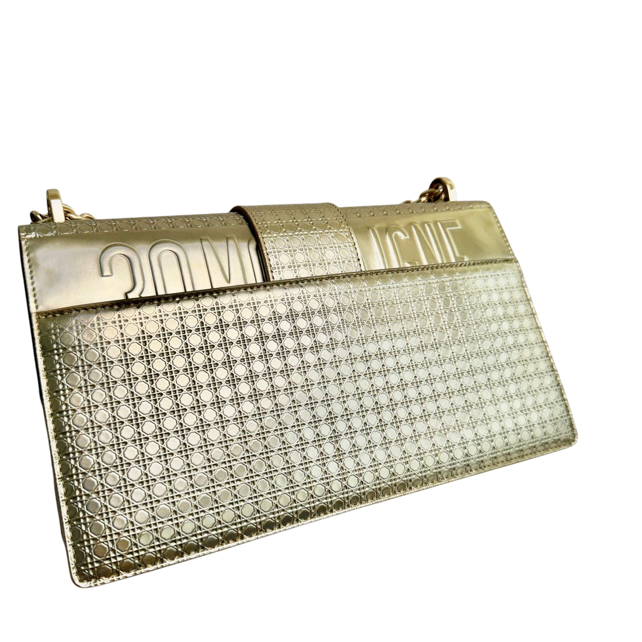 Christian Dior Montaigne 30 Chain – Champagne Gold Micro Cannage, Gold-tone Hardware