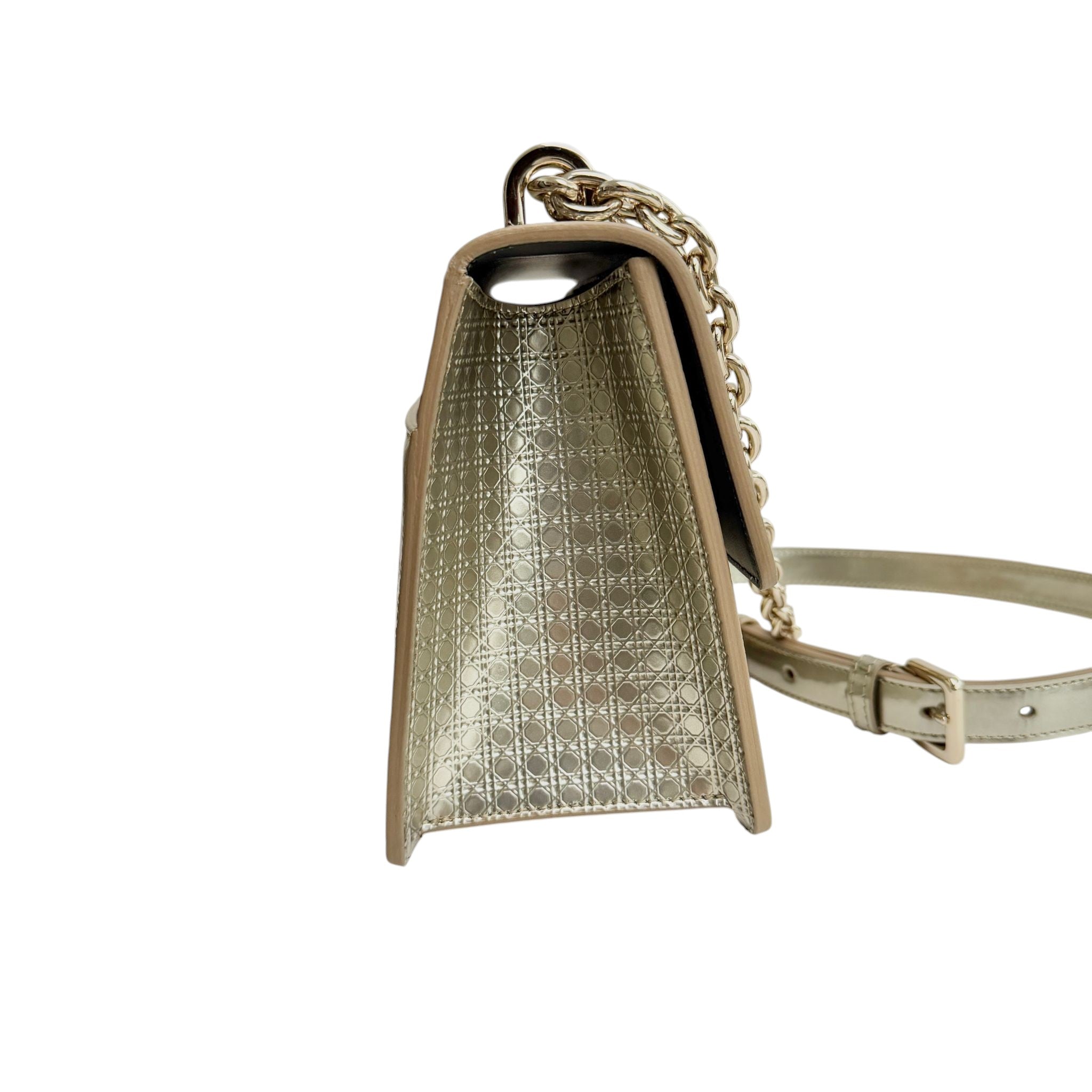 Christian Dior Montaigne 30 Chain – Champagne Gold Micro Cannage, Gold-tone Hardware