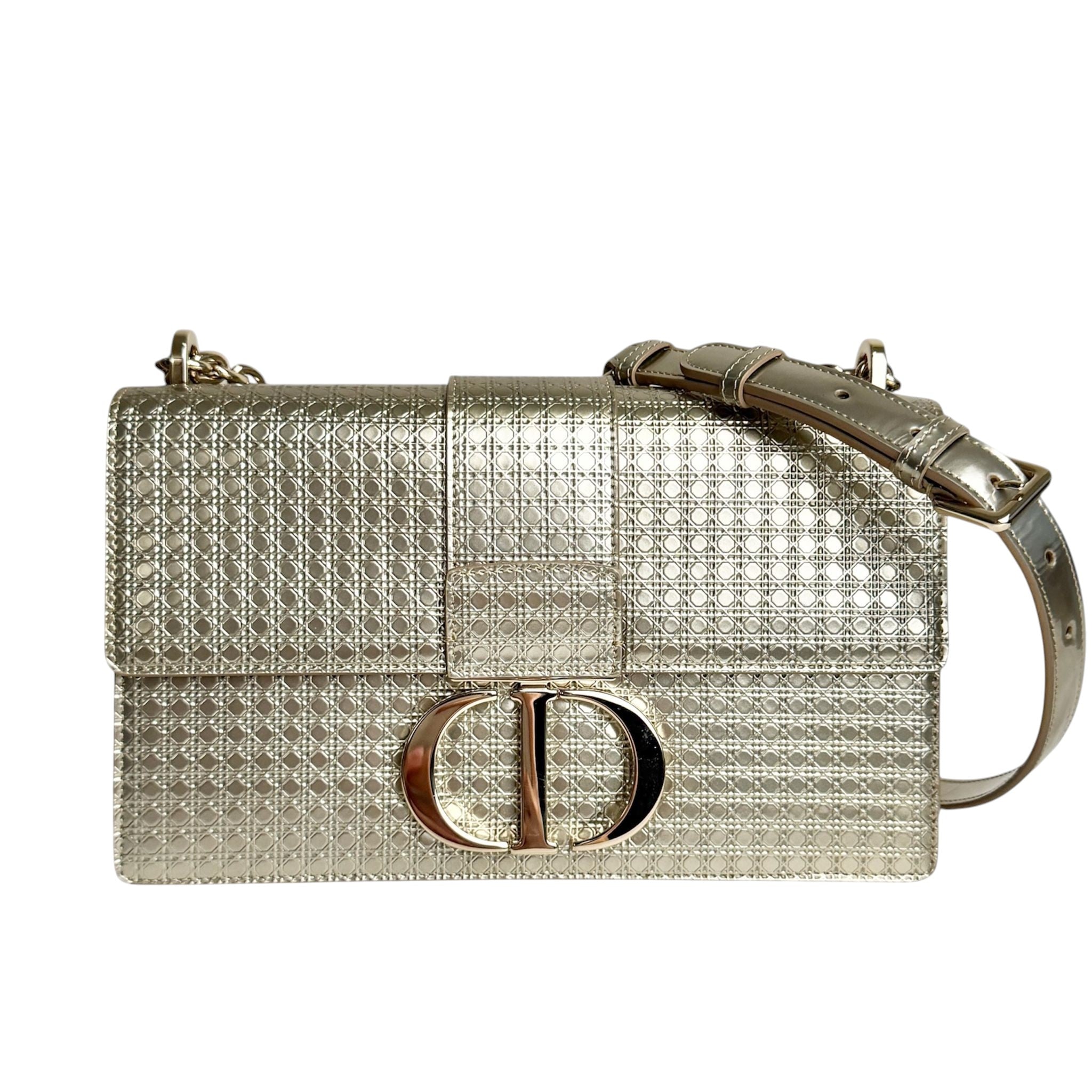 Christian Dior Montaigne 30 Chain – Champagne Gold Micro Cannage, Gold-tone Hardware