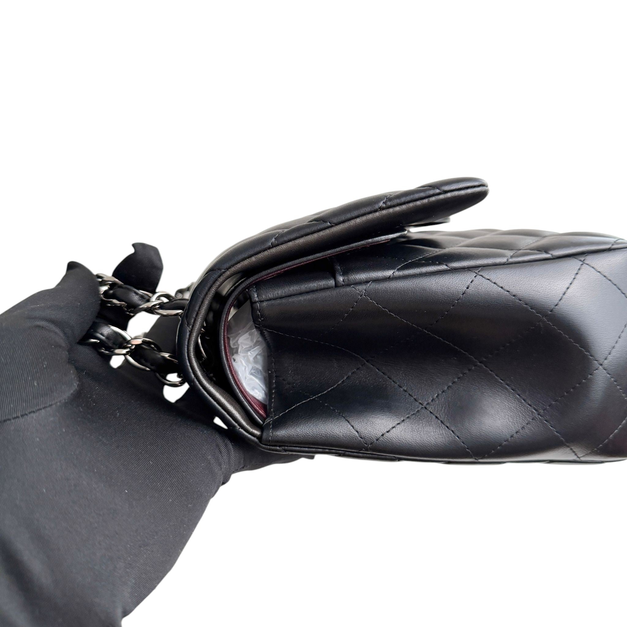 Chanel Timeless Classic Jumbo Black Lambskin Silver-tone Hardware