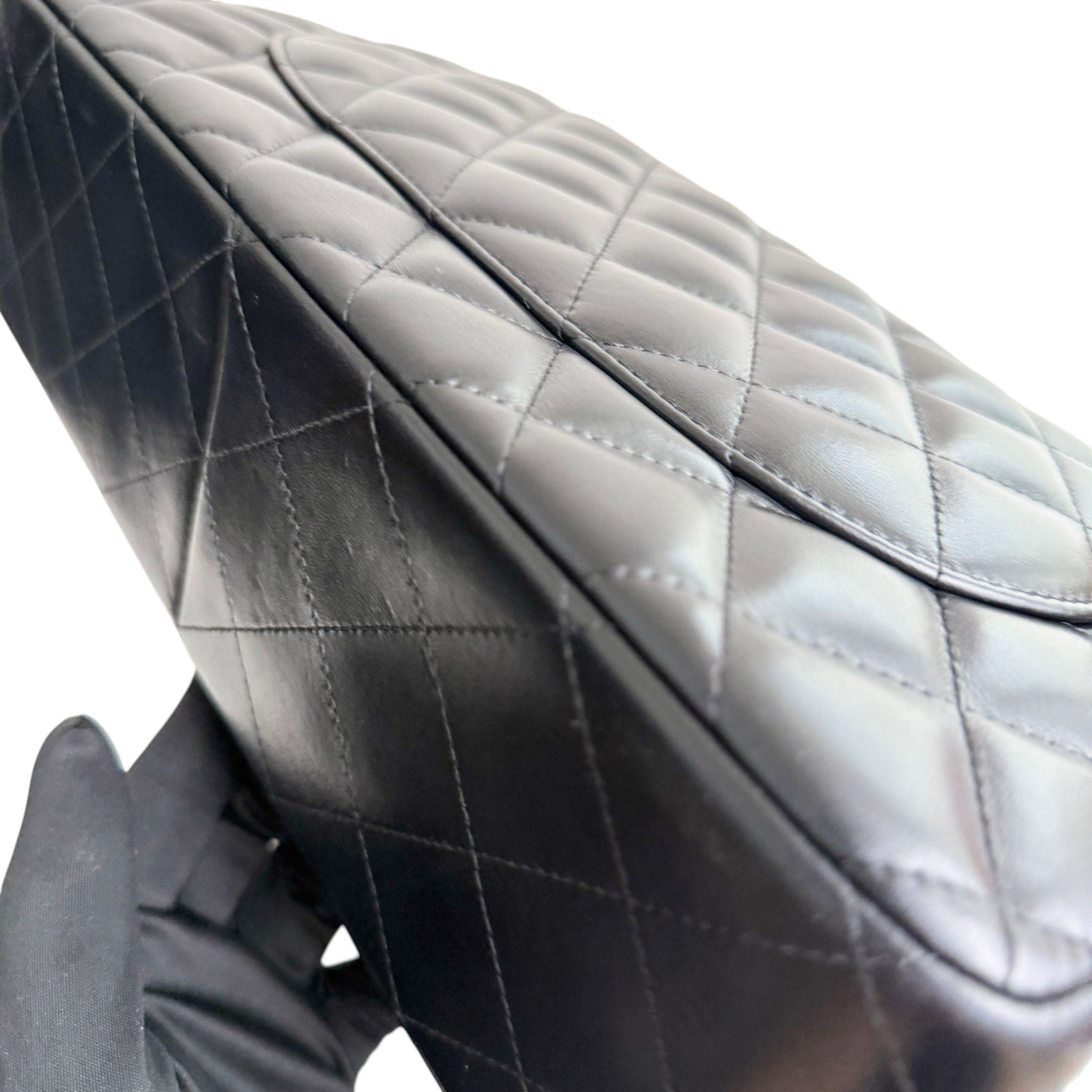 Chanel Timeless Classic Jumbo Black Lambskin Silver-tone Hardware