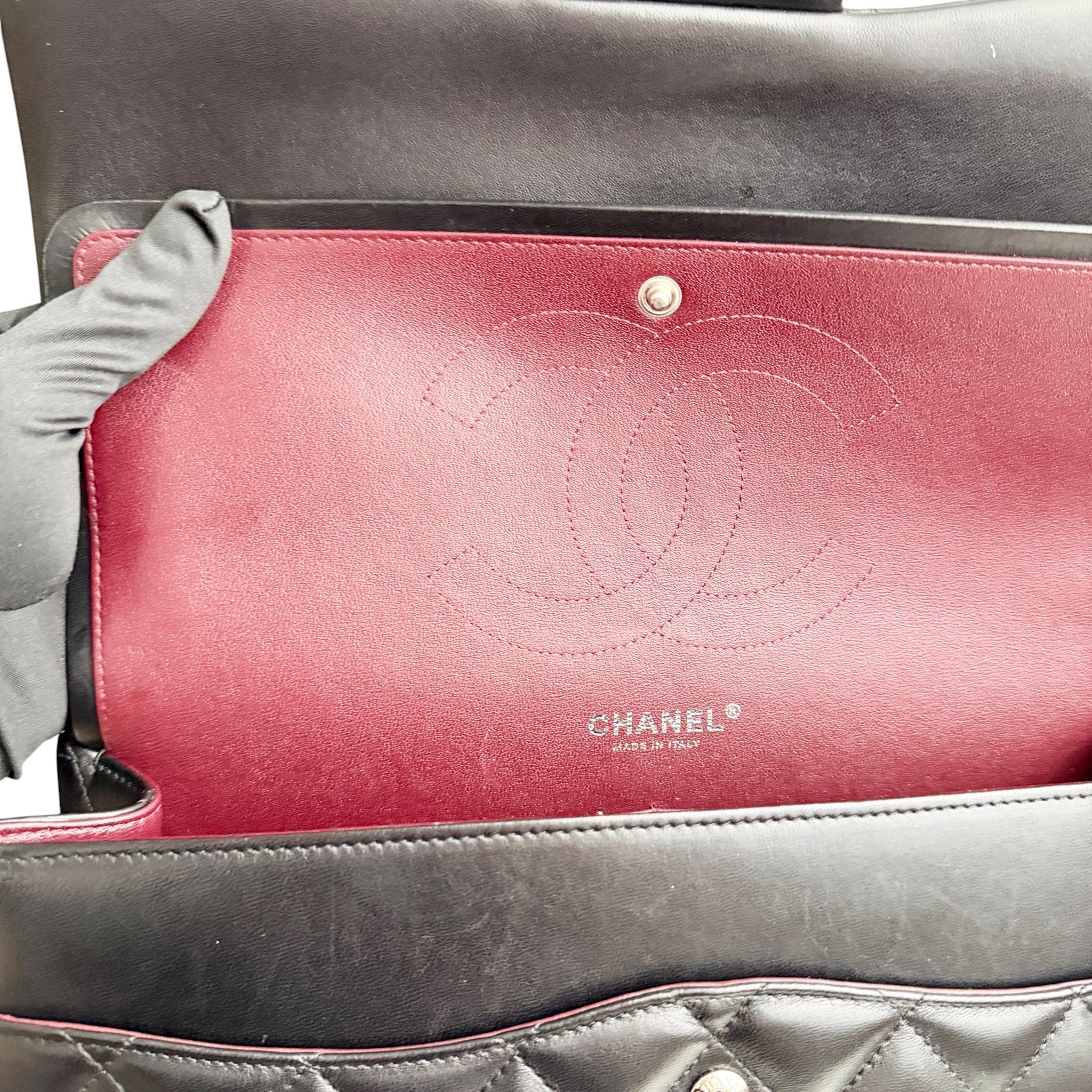 Chanel Timeless Classic Jumbo Black Lambskin Silver-tone Hardware