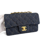 Load image into Gallery viewer, Chanel Classic Mini Dark Navy Blue Denim, Gold-tone Hardware
