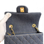 Load image into Gallery viewer, Chanel Classic Mini Dark Navy Blue Denim, Gold-tone Hardware
