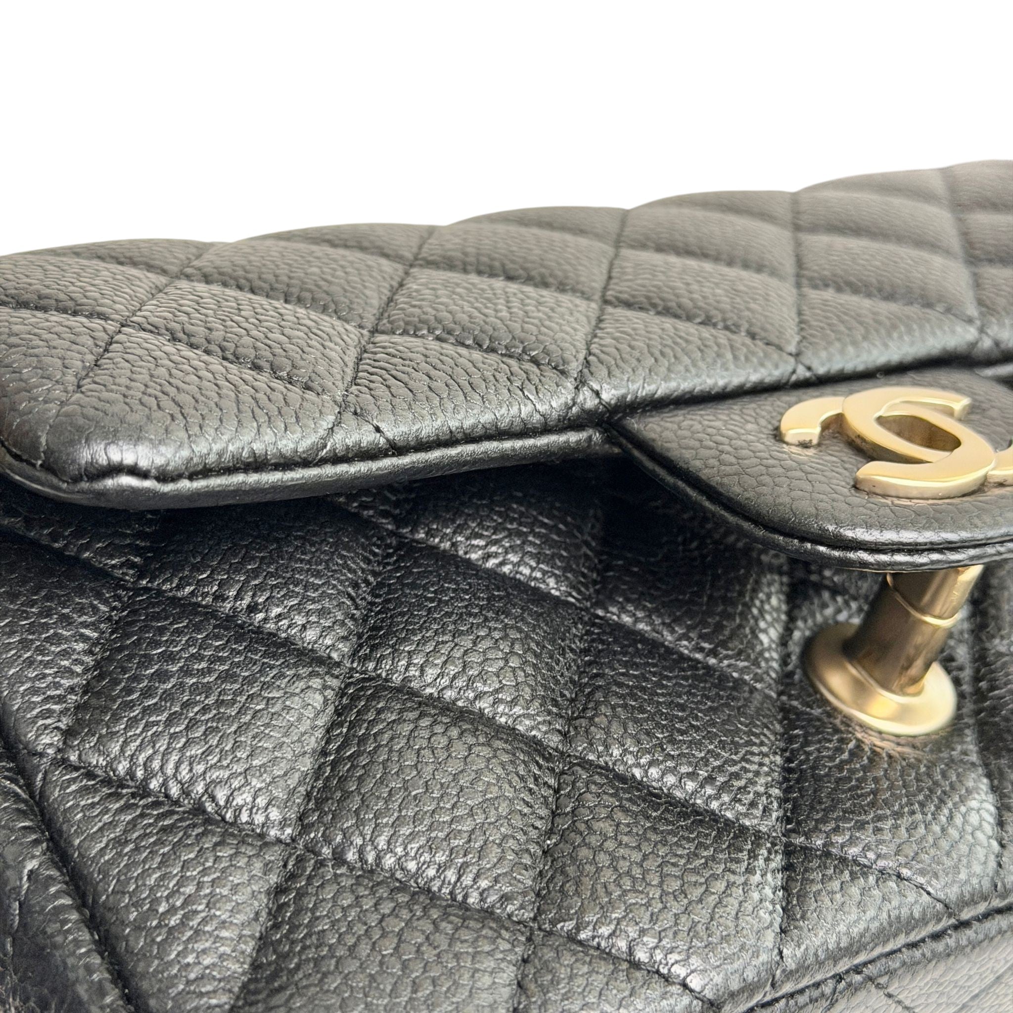 Chanel Classic Mini Black Caviar, Gold-tone Hardware