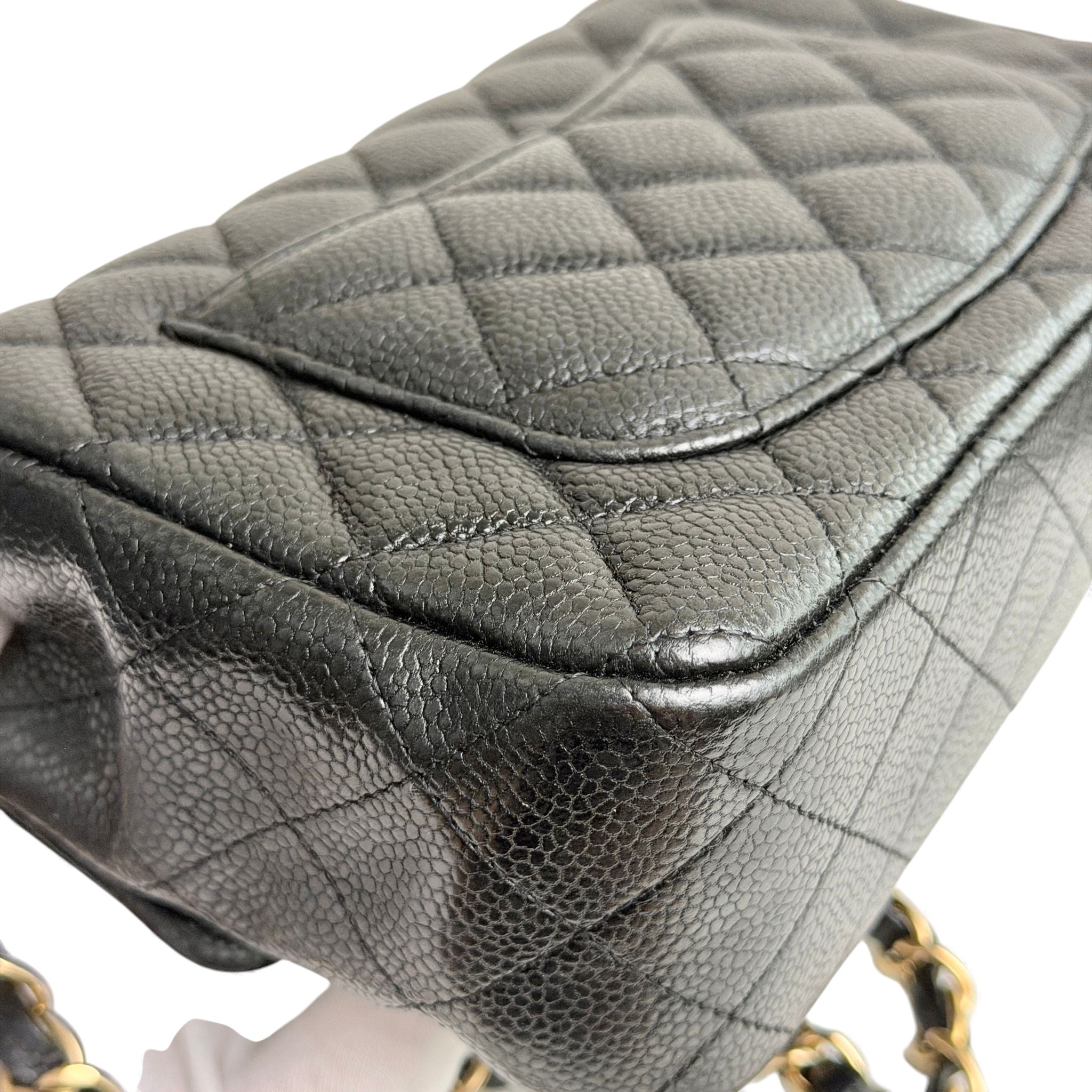 Chanel Classic Mini Black Caviar, Gold-tone Hardware