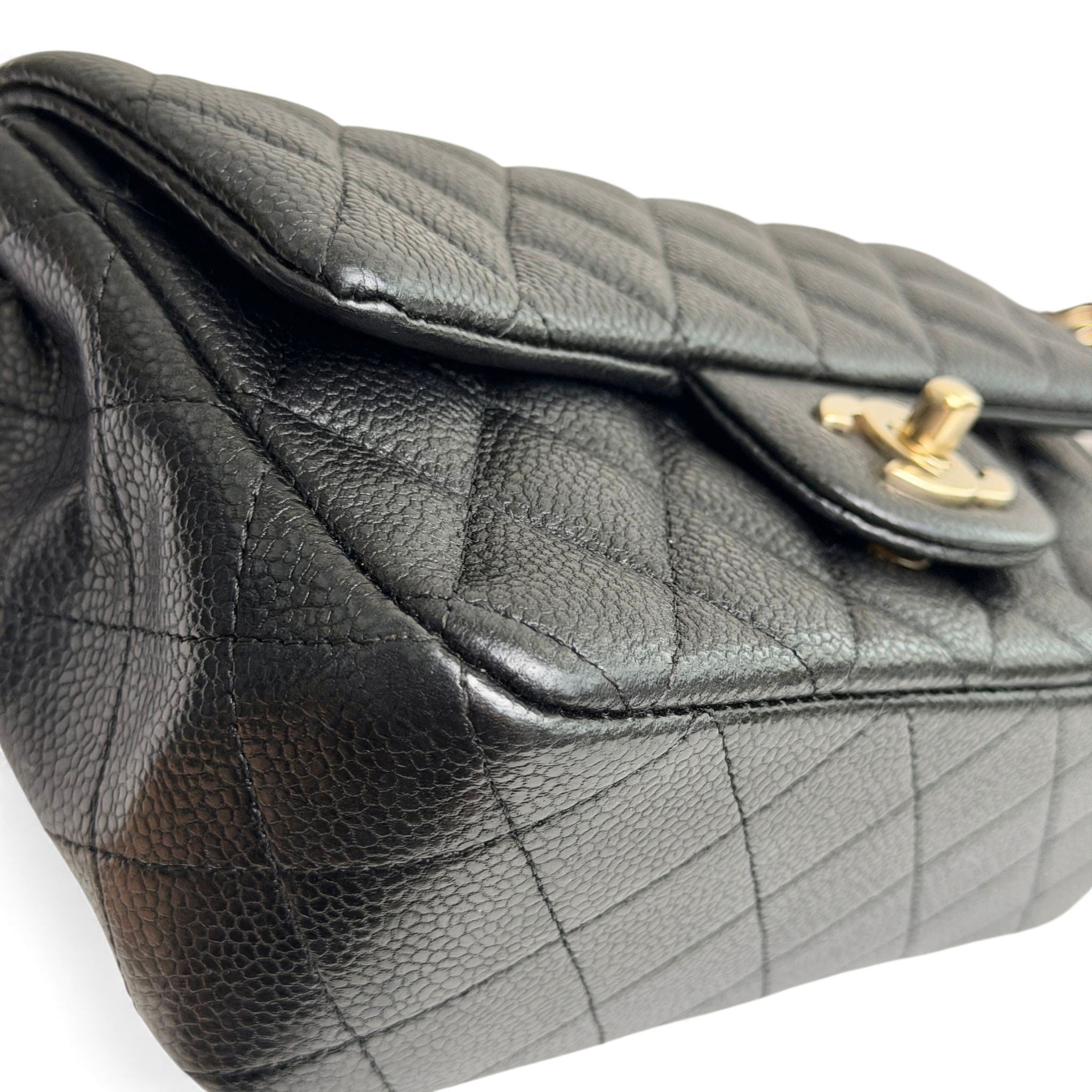Chanel Classic Mini Black Caviar, Gold-tone Hardware