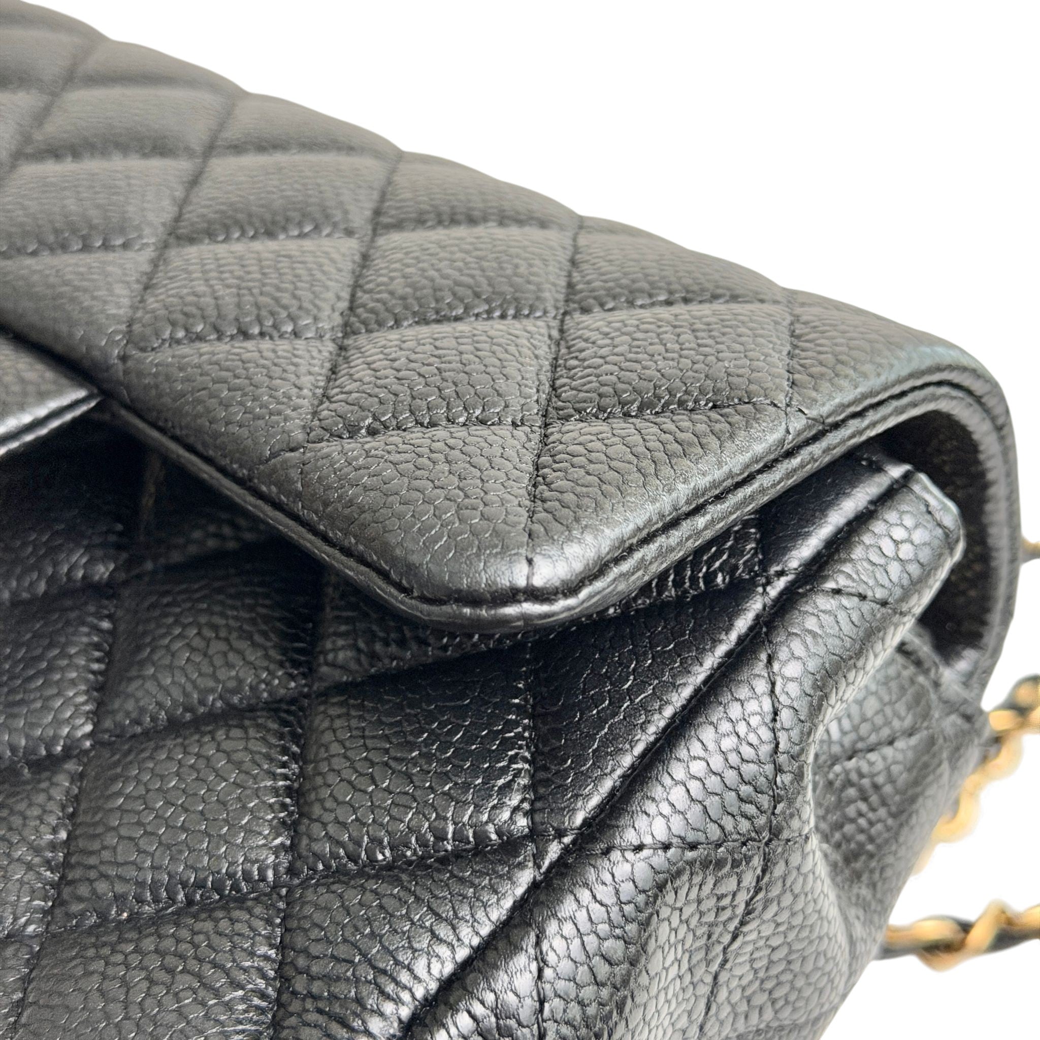 Chanel Classic Mini Black Caviar, Gold-tone Hardware