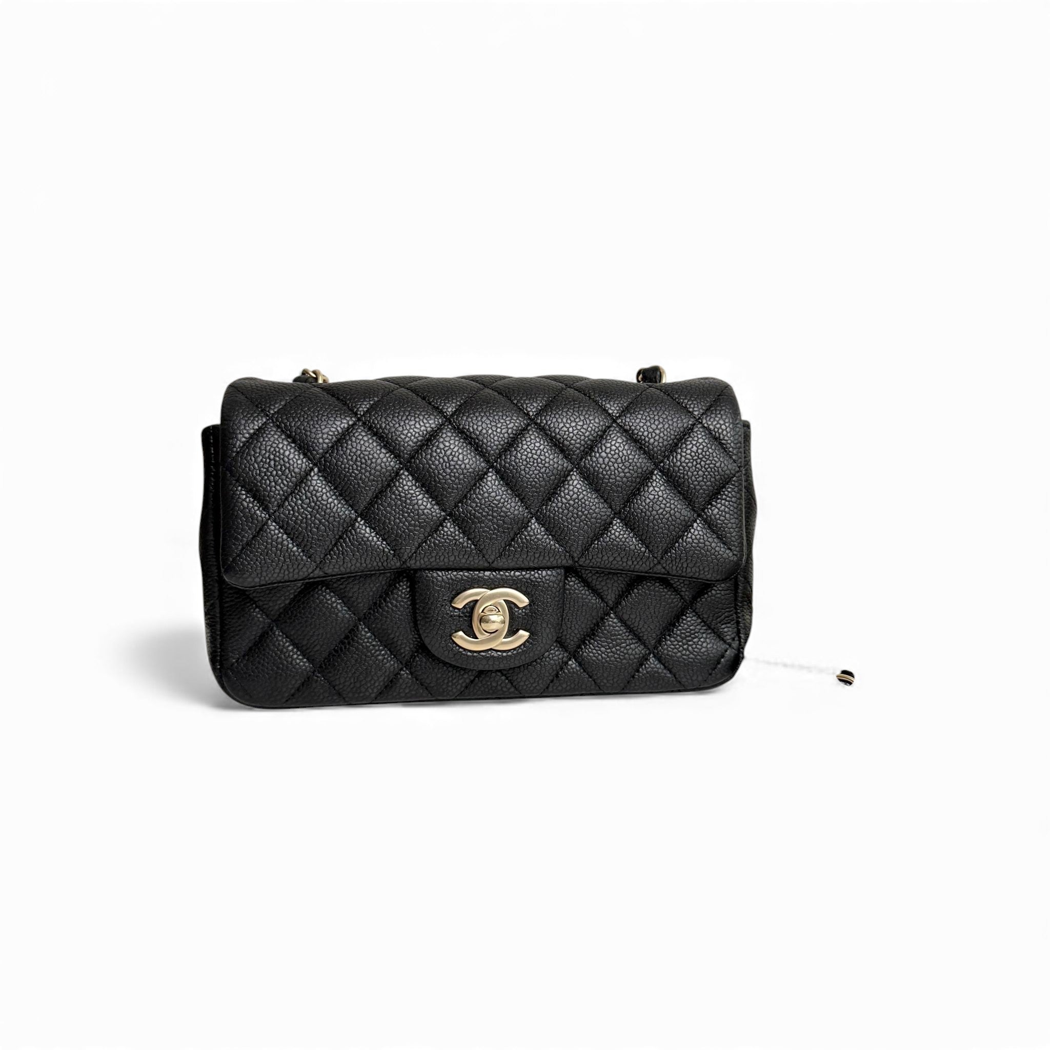 Chanel Classic Mini Black Caviar, Gold-tone Hardware