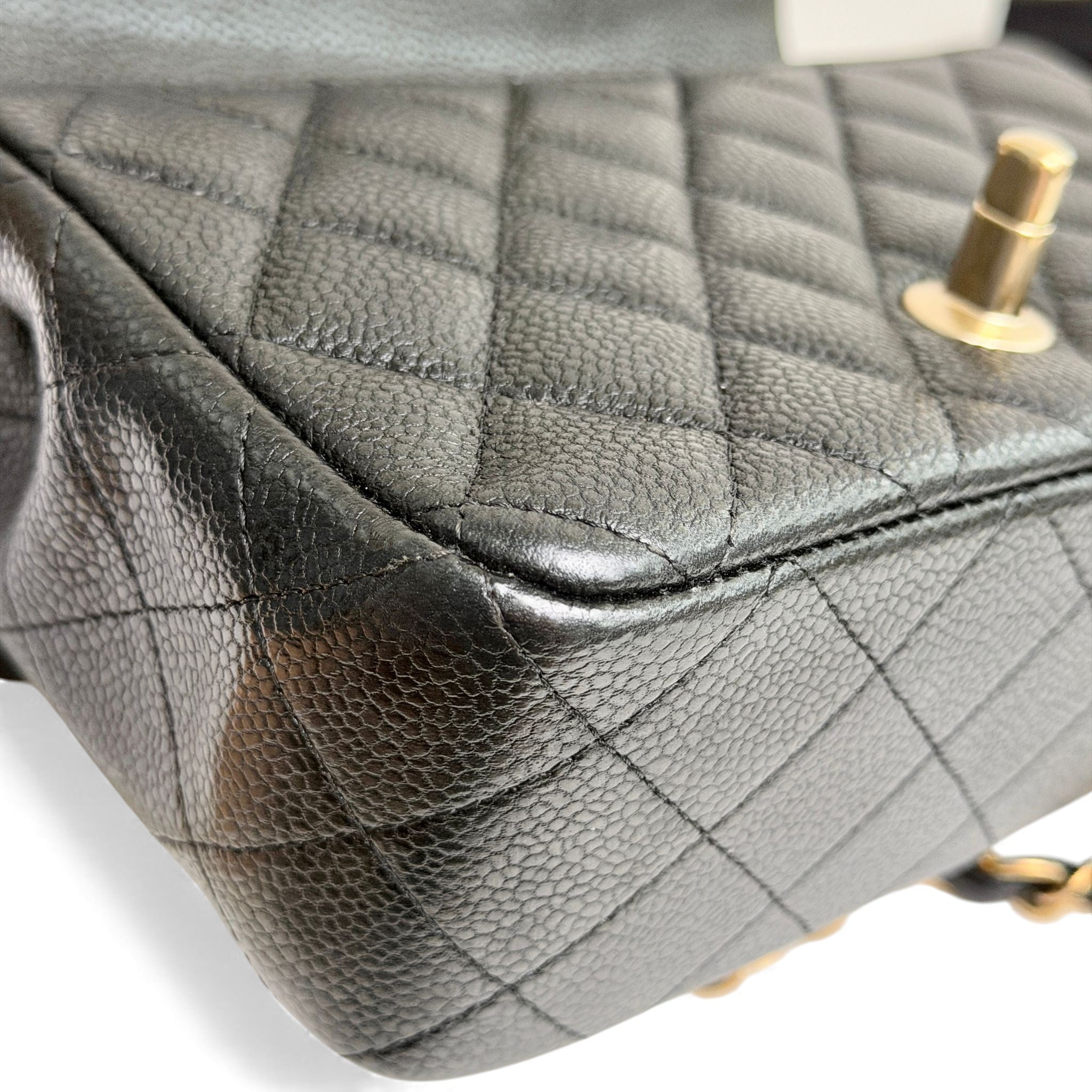 Chanel Classic Mini Black Caviar, Gold-tone Hardware