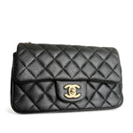 将图片加载到图库查看器，Chanel Classic Mini Black Caviar, Gold-tone Hardware
